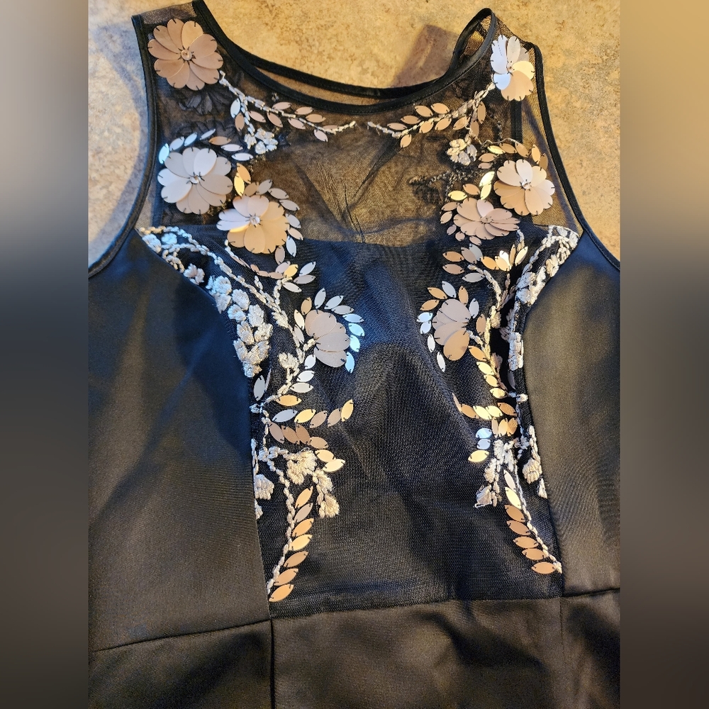 Coast Hermosa Dress Black Duchess Satin Sleeveless Size 4 (NWT) - Picture 9 of 16